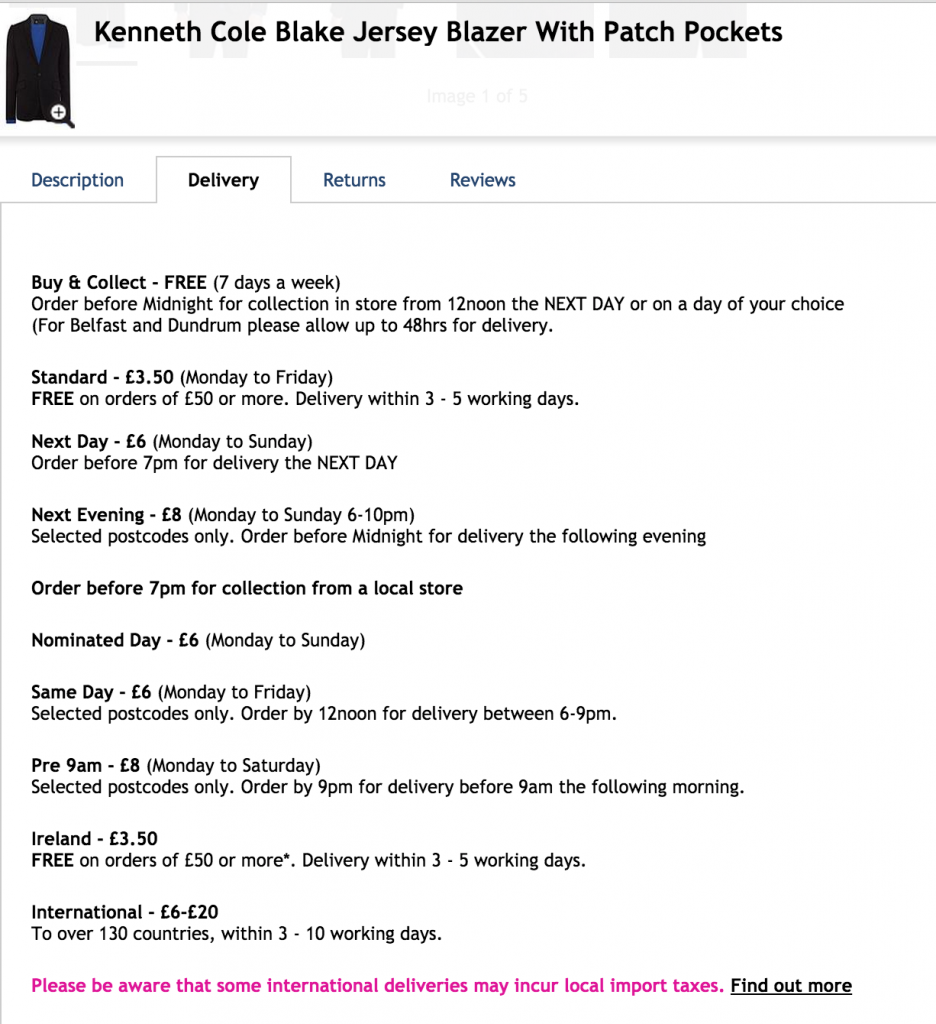 House of Fraser delivery 