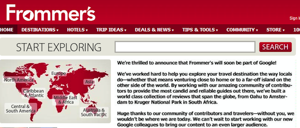 google-acquires-frommer google-acquires-frommer