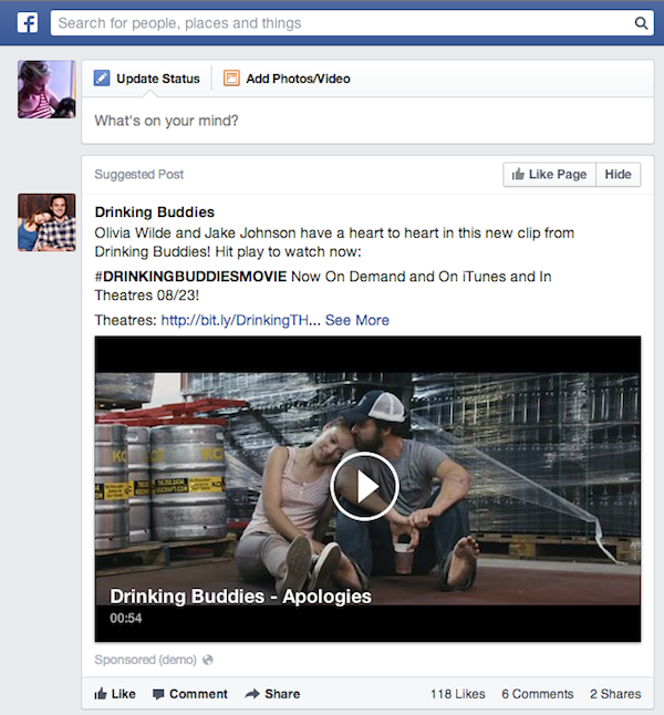 Drinking Buddies Facebook News Feed Ad Drinking Buddies Facebook News Feed Ad