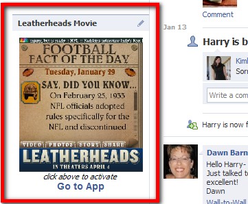 Leatherheads ad on Facebook profile