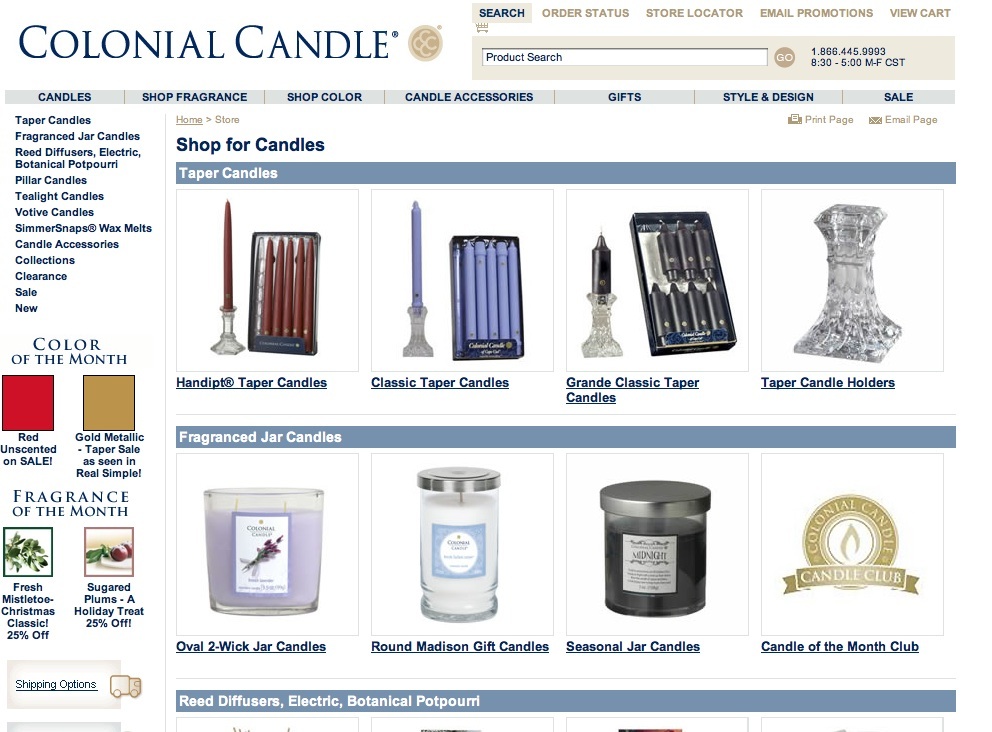 colonial candles: after