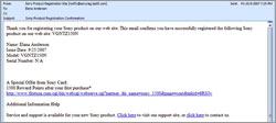 Sony registration e-mail