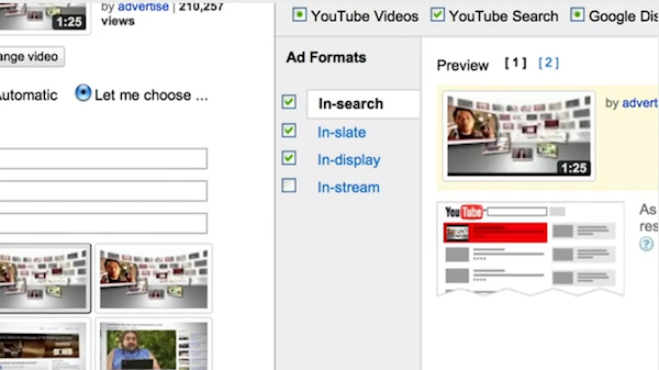 AdWords for Video TrueView Ad Format Selector AdWords for Video TrueView Ad Format Selector
