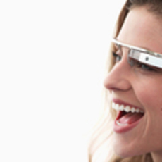 girl lookign silly wearing Google Glass