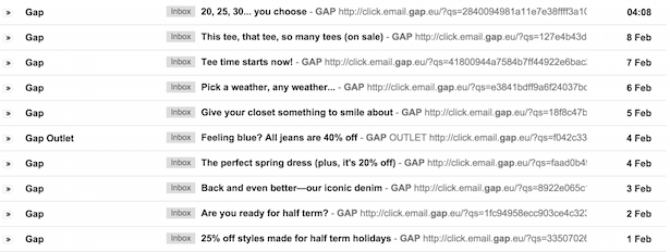 gap email frequency