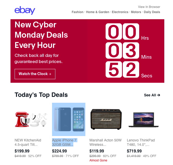 Cyber Monday email- eBay