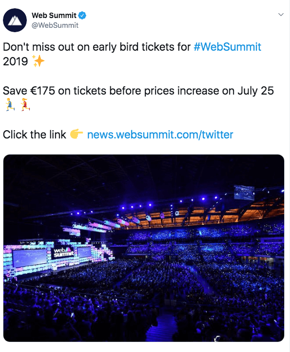 Web summit example of using paid social for event marketing strategies