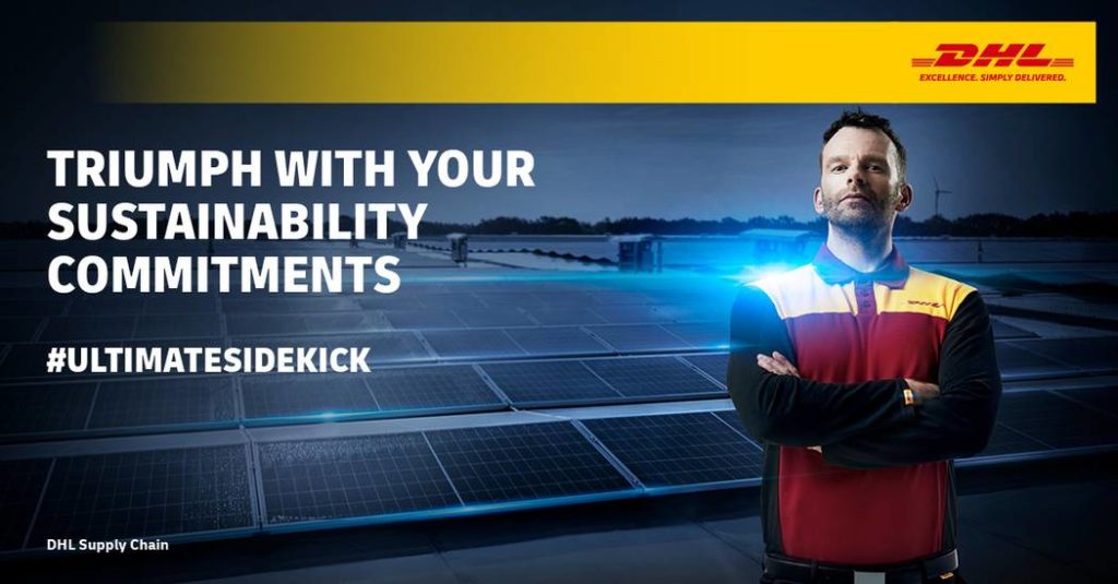 DHL B2B message: "Triump with your sustainability commitments"