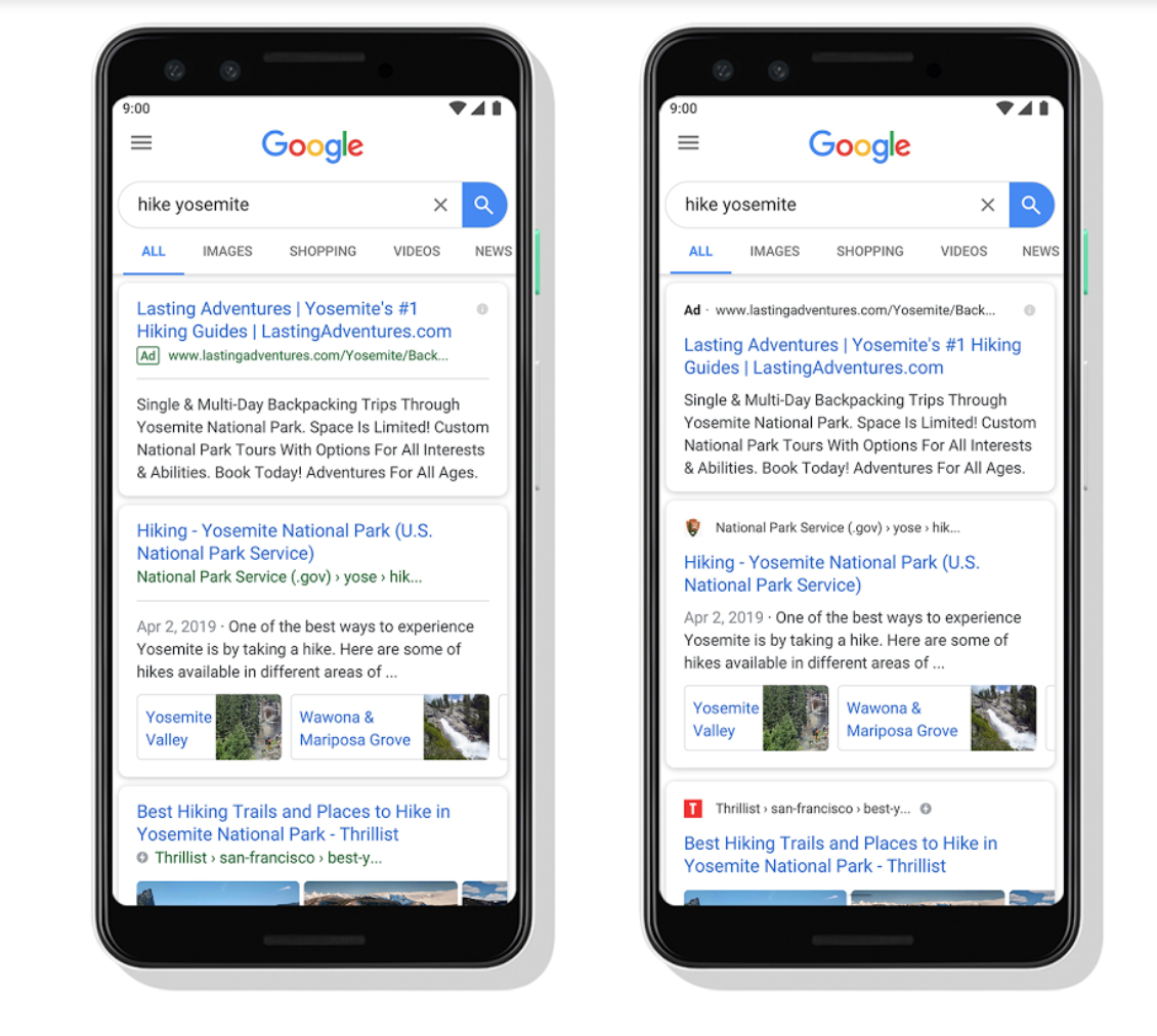 Google new mobile SERP design