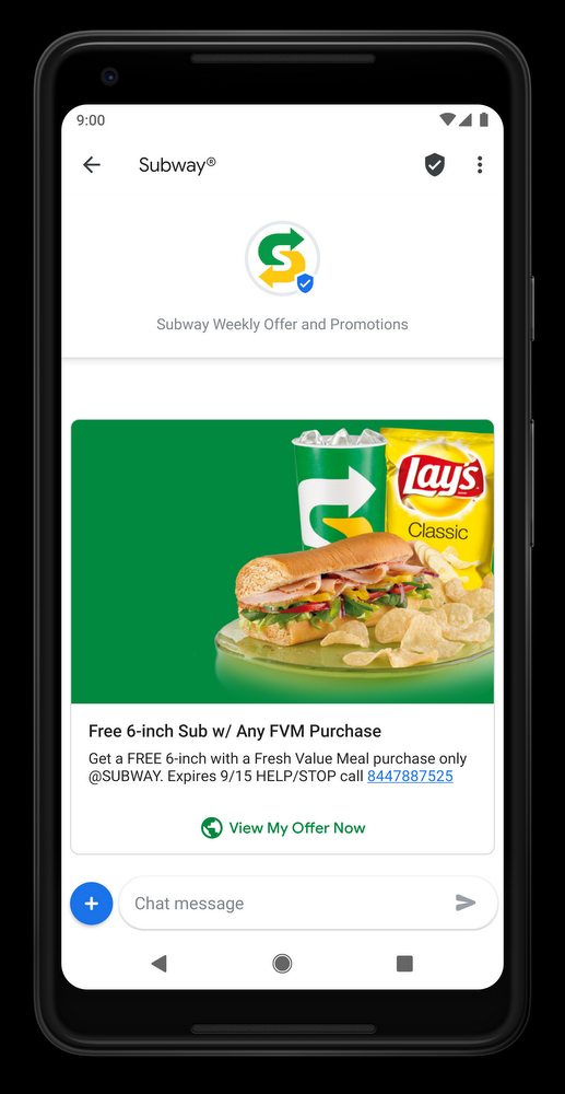 example of how Subway used RCS messages and got a 144% increase in redemption rate compared to SMS promotions